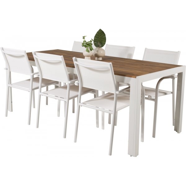 Bois utematgrupp med 6 st Santorini stolar - Natur/Vit