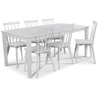 Mellby matgrupp 180 cm bord med 6 st vita Linköping Pinnstolar Mellby matgrupp 180 cm bord med 6 st vita Linköping Pinnstolar