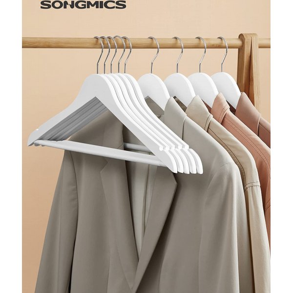 Cintre, bois, 44,5 cm, pack de 10 - Blanc