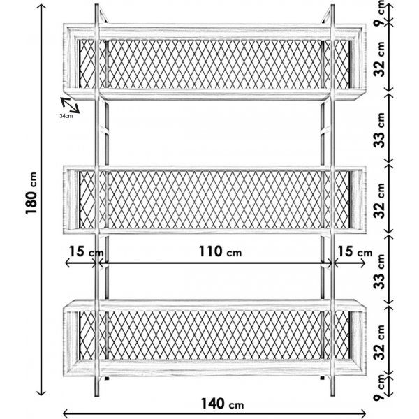 Araf bokhylla 140 cm - Valnt