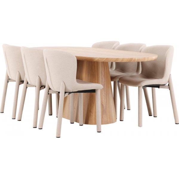 Matbord Stjärnö med 6 st Astoria stolar - Beige + 6.00 x Stolsdyna Matbord Stjärnö med 6 st Astoria stolar - Beige + 6.00 x Stolsdyna