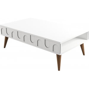 Table basse Lyon 105 x 60 cm - Blanc/noyer