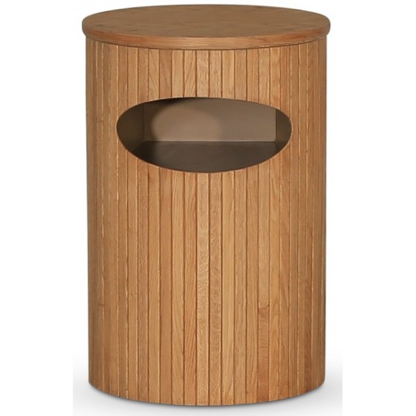 Nova rond nachtkastje met opbergruimte Geolied eikenhout + Meubelpoten