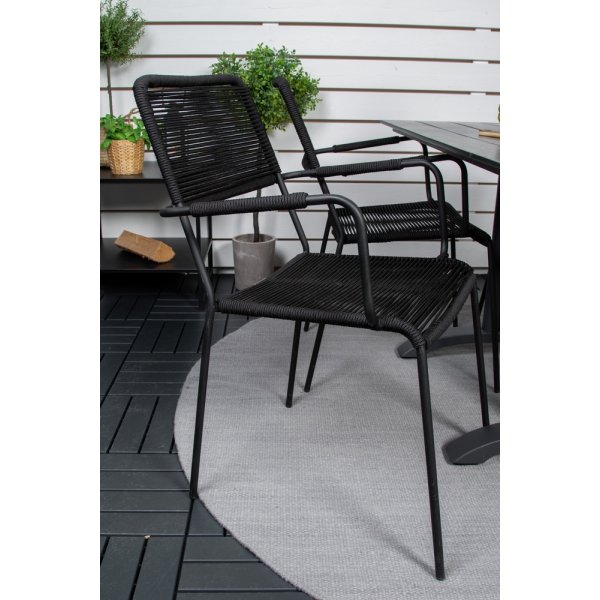 Denver utematgrupp med 4 st Lindos karmstolar - Svart Denver utematgrupp med 4 st Lindos karmstolar - Svart