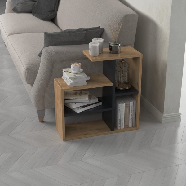 Sally sidobord 60 x 22 cm - Antracit/ek