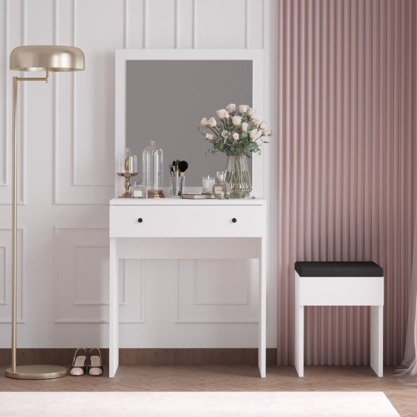 Felix sminkbord med sittpall 65 x 35 cm - Vit Felix sminkbord med sittpall 65 x 35 cm - Vit