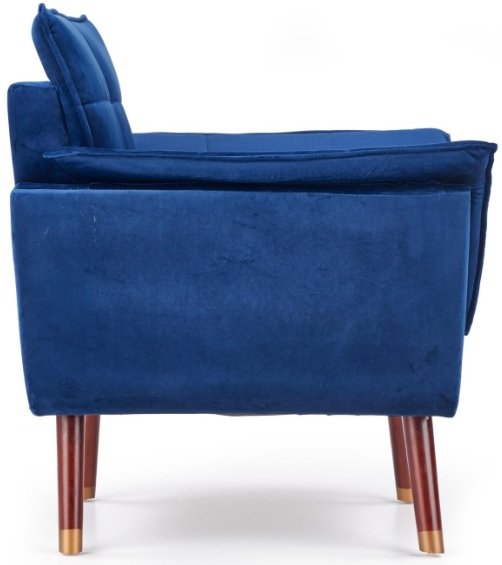 Fauteuil Rosie - Bleu (Velours) Noyer/Laiton