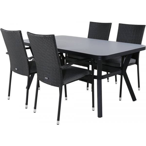 Virya utematgrupp med 4 st Anna stolar - Svart/Grå Virya utematgrupp med 4 st Anna stolar - Svart/Grå