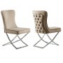 Stol med knappar p ryggen kromat underrede - beige sammet