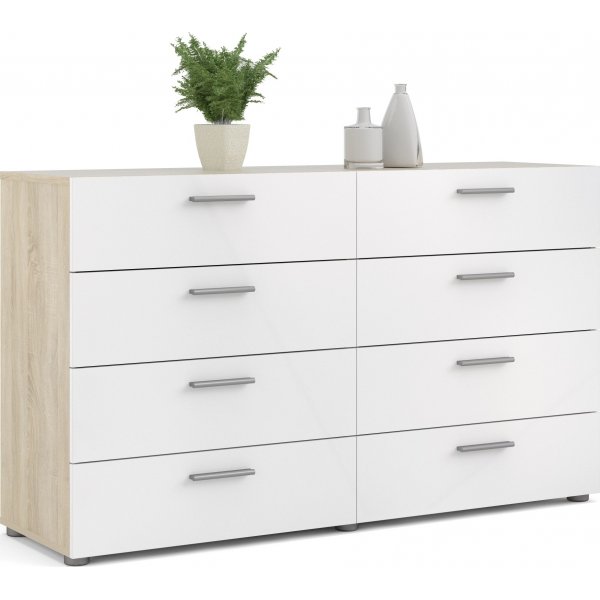 Pepe ladekast met 8 lades - Eiken/wit Pepe ladekast met 8 lades - Eiken/wit