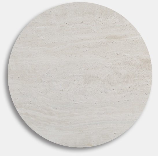 Flair runt matbord �105 cm - M�ssing / Travertin sten