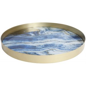 Marmor rund serveringsbricka - Blå marmor - Brickor, Inredningsdetaljer