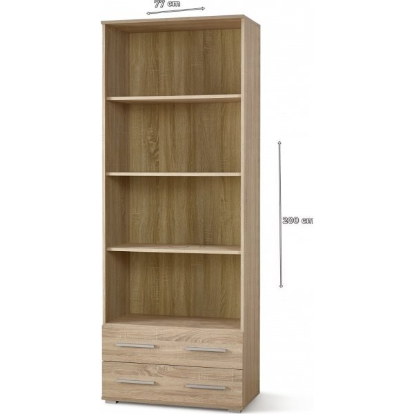 Bibliothque Abdel avec tiroirs - Chne Sonoma