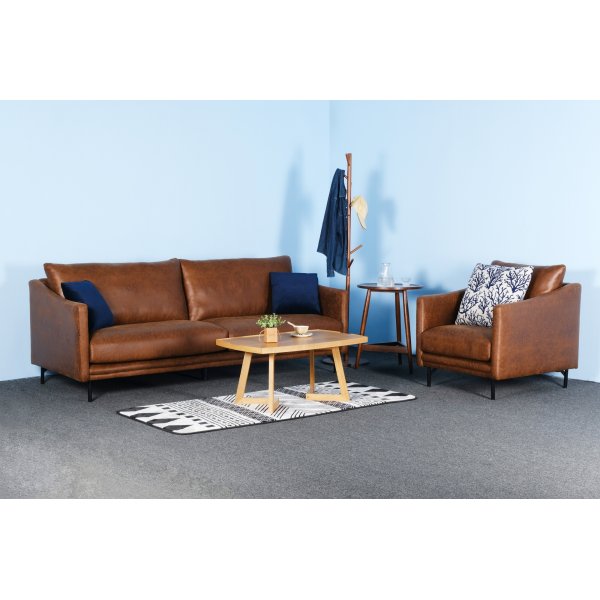 Harpan 3-sits soffa i brunt Ecoläder + Textilrengöring för möbler Harpan 3-sits soffa i brunt Ecoläder + Textilrengöring för möbler