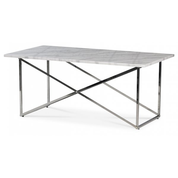 Paladium soffbord 110 x 60 cm - Krom / �kta ljus marmor