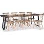 Edge 3.0 matgrupp 240x90 cm inkl 8 st vitoljade Orust pinnstolar - Svart Hgtryckslaminat (HPL)