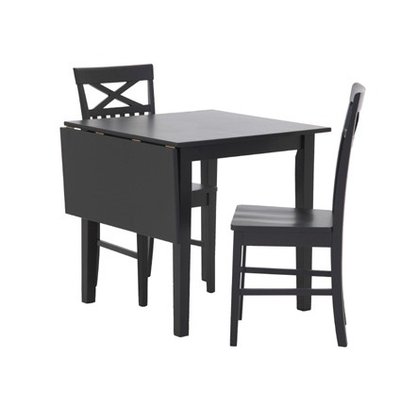 Matgrupp: Sander bord med klaff - Svart - 75/110 cm + stolar
