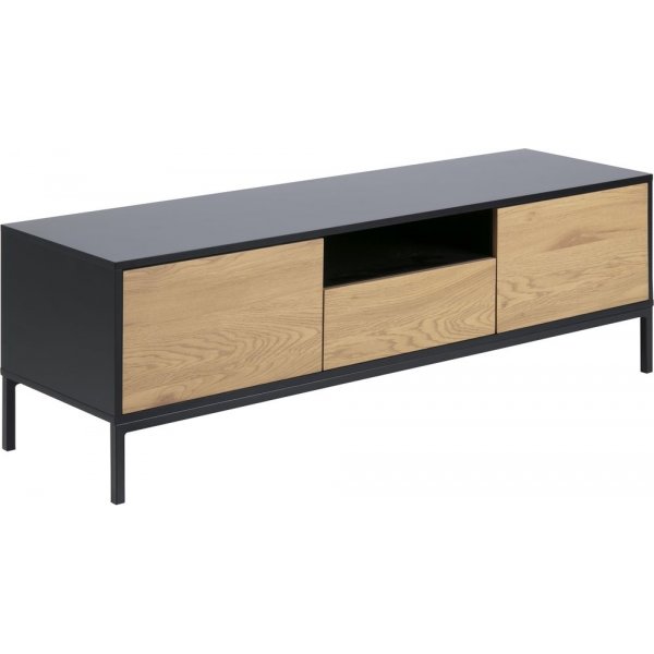 Seaford mediabnk 140 cm - Svart/ek