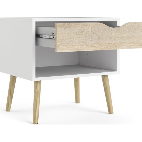 Oslo nachtkastje - Wit/eiken Oslo nachtkastje - Wit/eiken