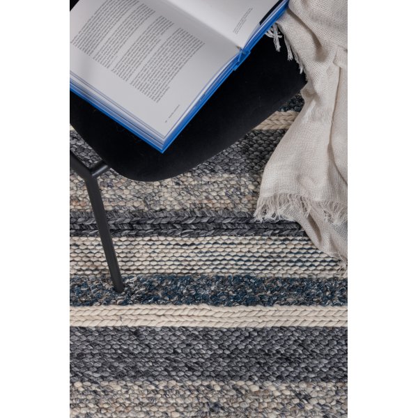 Teg wollen vloerkleed - Marineblauw/grijs Teg wollen vloerkleed - Marineblauw/grijs