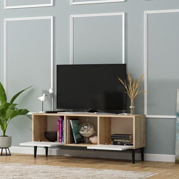 Paridon TV-bänk - Safir/ek/vit Paridon TV-bänk - Safir/ek/vit