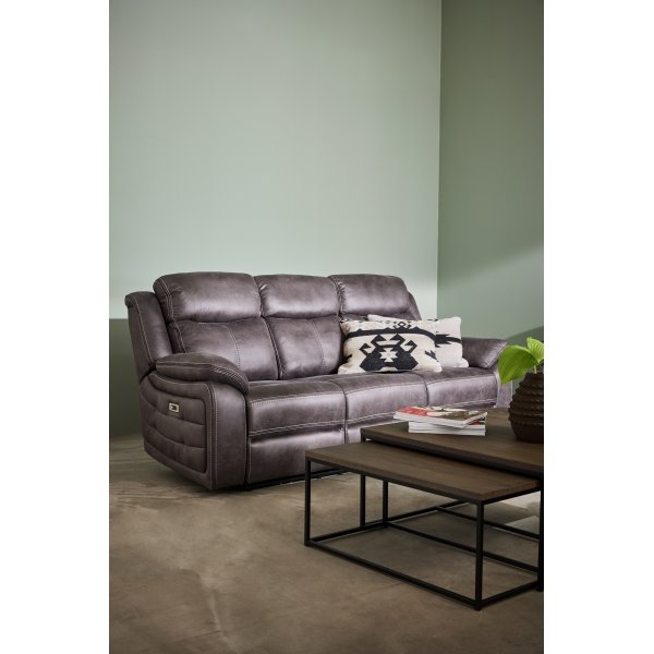 Canap inclinable Teddy 3 places lectrique - Marron