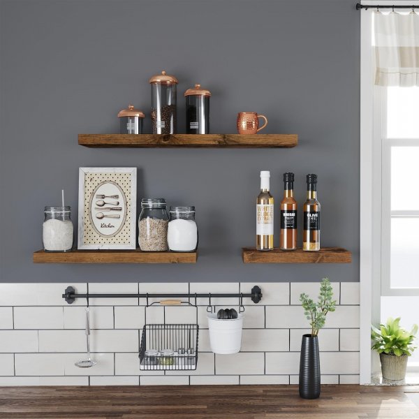 Sussex vgghylla 60 x 20 cm - Brun