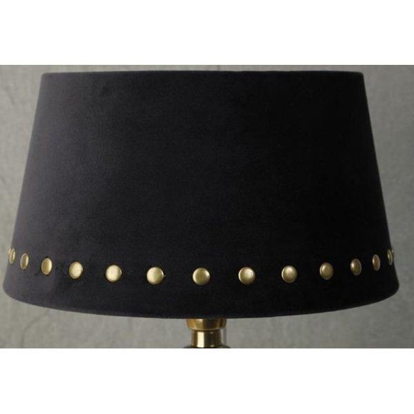 Velvet lampskrm med nitar 25 cm - Svart / mssing