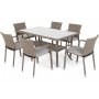 Matgrupp Sumba bord + 6 stolar & sittdynor - Beige melerad