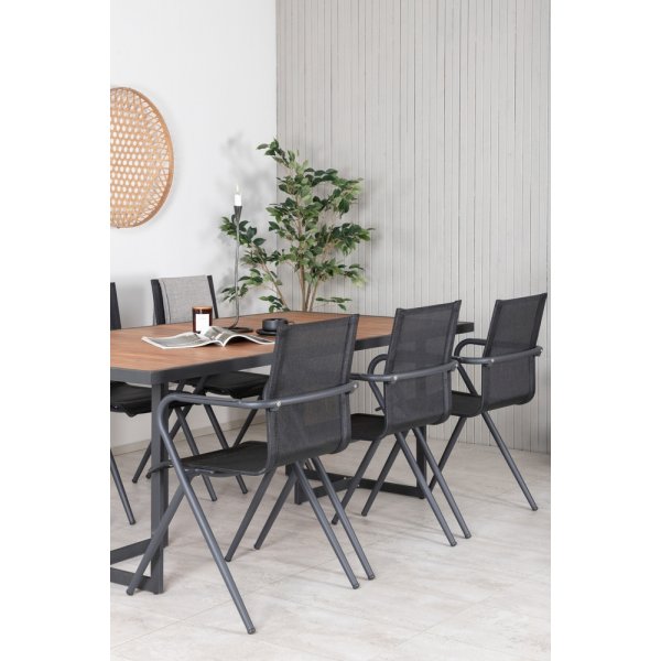 Khung utematgrupp med 6 st Alina stolar - Svart/Natur