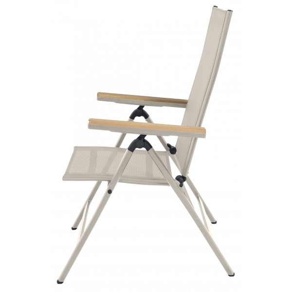 Positionsstol beige med armstöd i ek-aintwood + Textilskydd för utemöbler Positionsstol beige med armstöd i ek-aintwood + Textilskydd för utemöbler