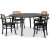 Groupe de repas Omni, table  manger ronde 130 cm avec 4 chaises  cadre noir Nemi - Chne teint noir