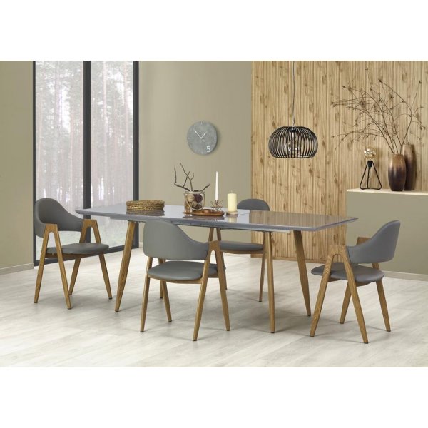 Birte eettafel 160-200 cm - Grijs/eiken