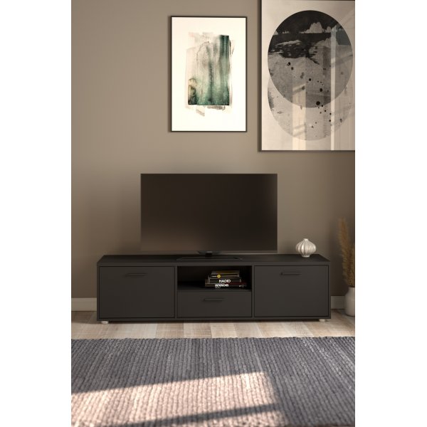 Banc mdia avec tiroirs - Noir