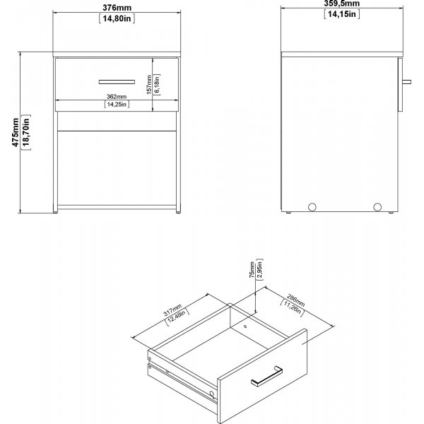 Space nachtkastje - Wit