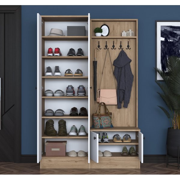 Mendy hallmbel 120 cm - Valnt/vit