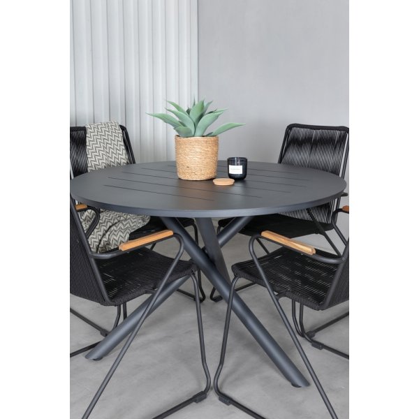 Alma utematgrupp med 4 st Bois stolar - Svart/Natur Alma utematgrupp med 4 st Bois stolar - Svart/Natur