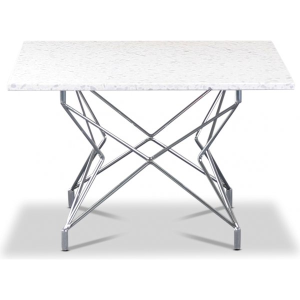 Terrazzo soffbord 75x75cm - Bianco Terrazzo & underrede Star krom