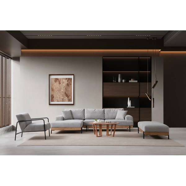 Canapé Eti divan gauche - Gris/chêne Canapé Eti divan gauche - Gris/chêne