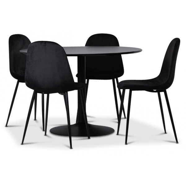 Seat matgrupp, matbord med 4 st Carisma sammetsstolar - Svart/Svart + 3.00 x Möbeltassar Seat matgrupp, matbord med 4 st Carisma sammetsstolar - Svart/Svart + 3.00 x Möbeltassar