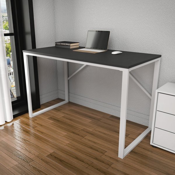 Bureau Layton 120 x 60 cm - Blanc/anthracite Bureau Layton 120 x 60 cm - Blanc/anthracite