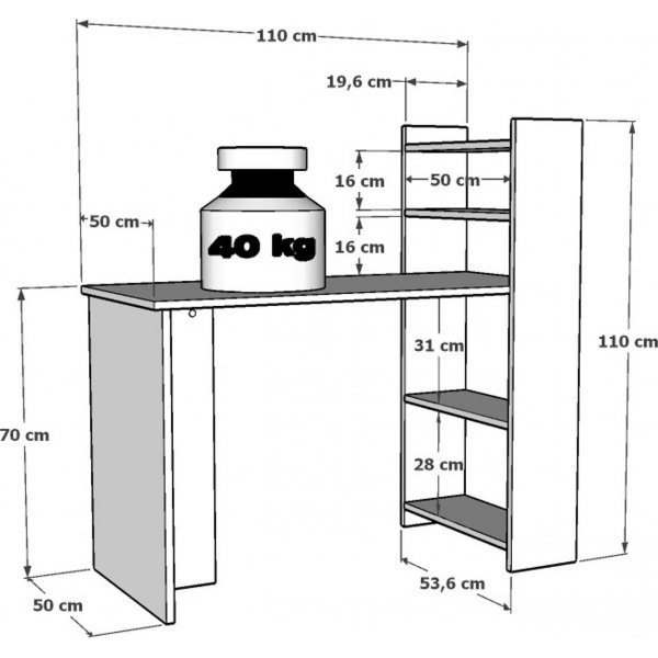 Bureau Enna 110 x 50 cm - Blanc