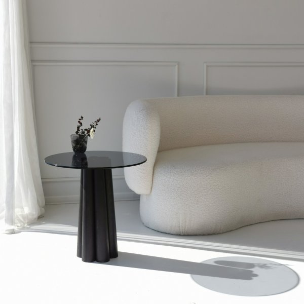 Table basse Thales 50 cm - Gris fonc/noir