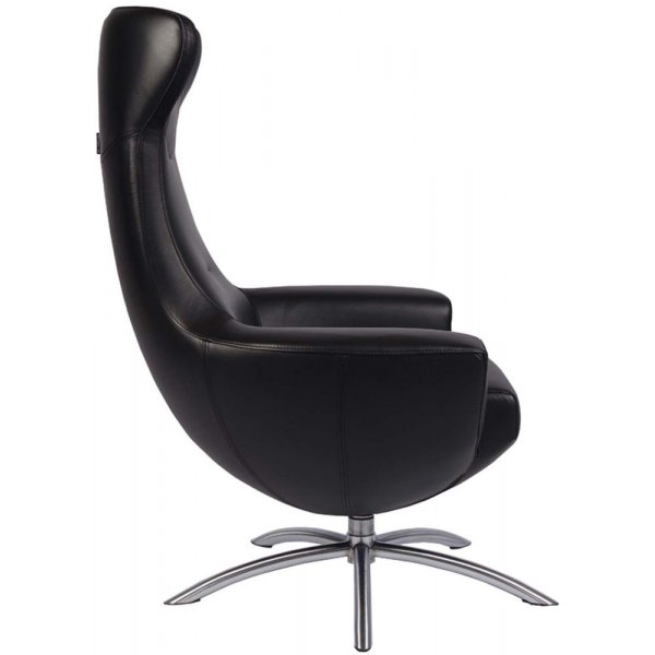 Hjellegjerde Baloo f�t�lj - Svart (L�der) / borstat st�l