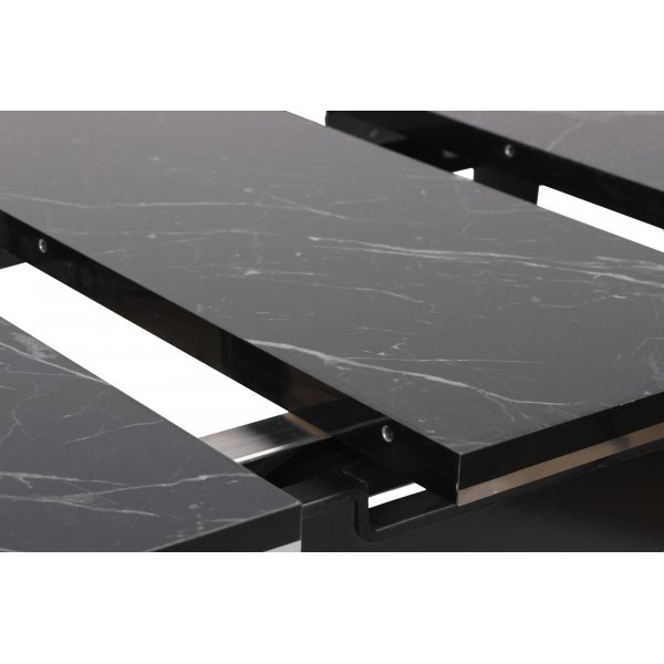 Table à manger Estrela 120-180 x 79 cm - Noir/argent Table à manger Estrela 120-180 x 79 cm - Noir/argent