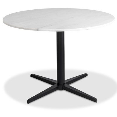 Accent matbord runt Ø110 cm - Vit marmor