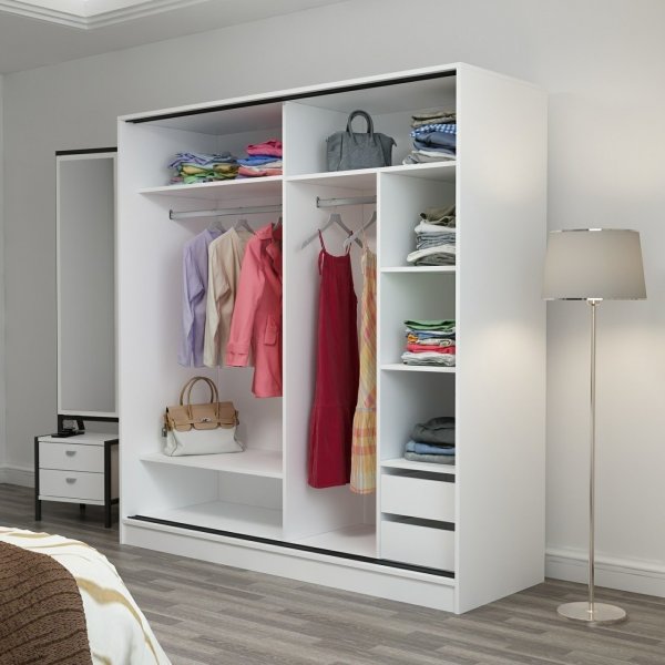 Armoire Kapusta 220x52x210 cm - Blanc/anthracite