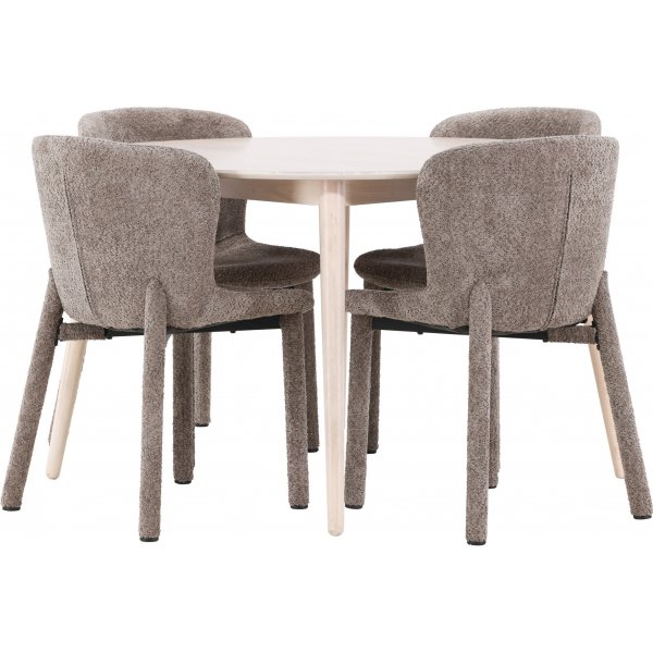 Matbord Flora med 4 st Astoria stolar - Brun/whitewash + 3.00 x Möbeltassar Matbord Flora med 4 st Astoria stolar - Brun/whitewash + 3.00 x Möbeltassar