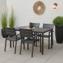 Matgrupp med 4 stolar och matbord 150 x 90 cm svart/gr - Las Vegas