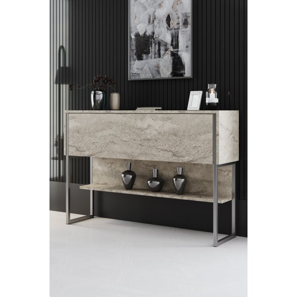 Table en relief Lux 120 x 30 cm - Travertin/argent Table en relief Lux 120 x 30 cm - Travertin/argent